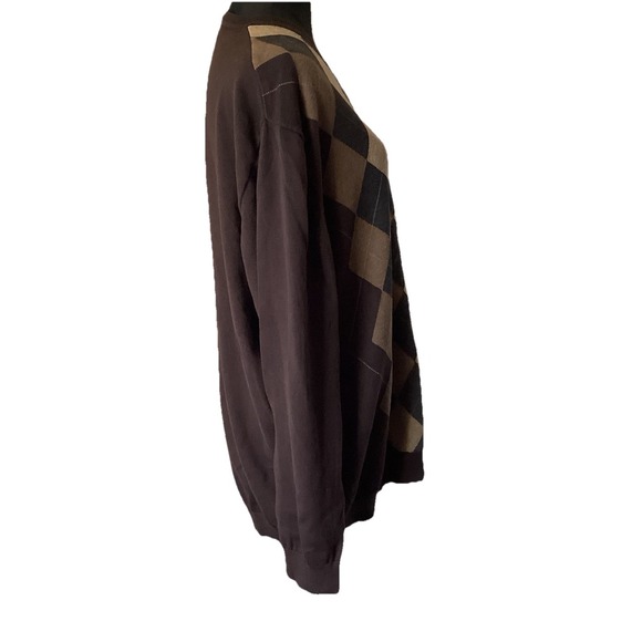 Liz Claiborne Argyle Diamond Knit Long Sleeve Pullover Sweater Men's XL Brown - Picture 4 of 7